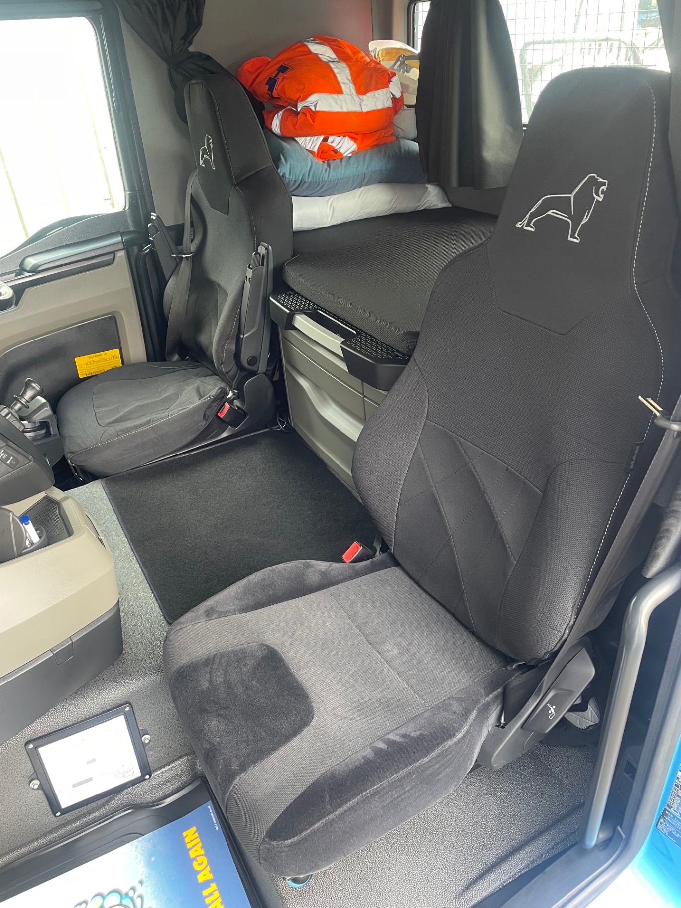 Same lorry cab seats and floor clean after an M&M Deluxe valet
