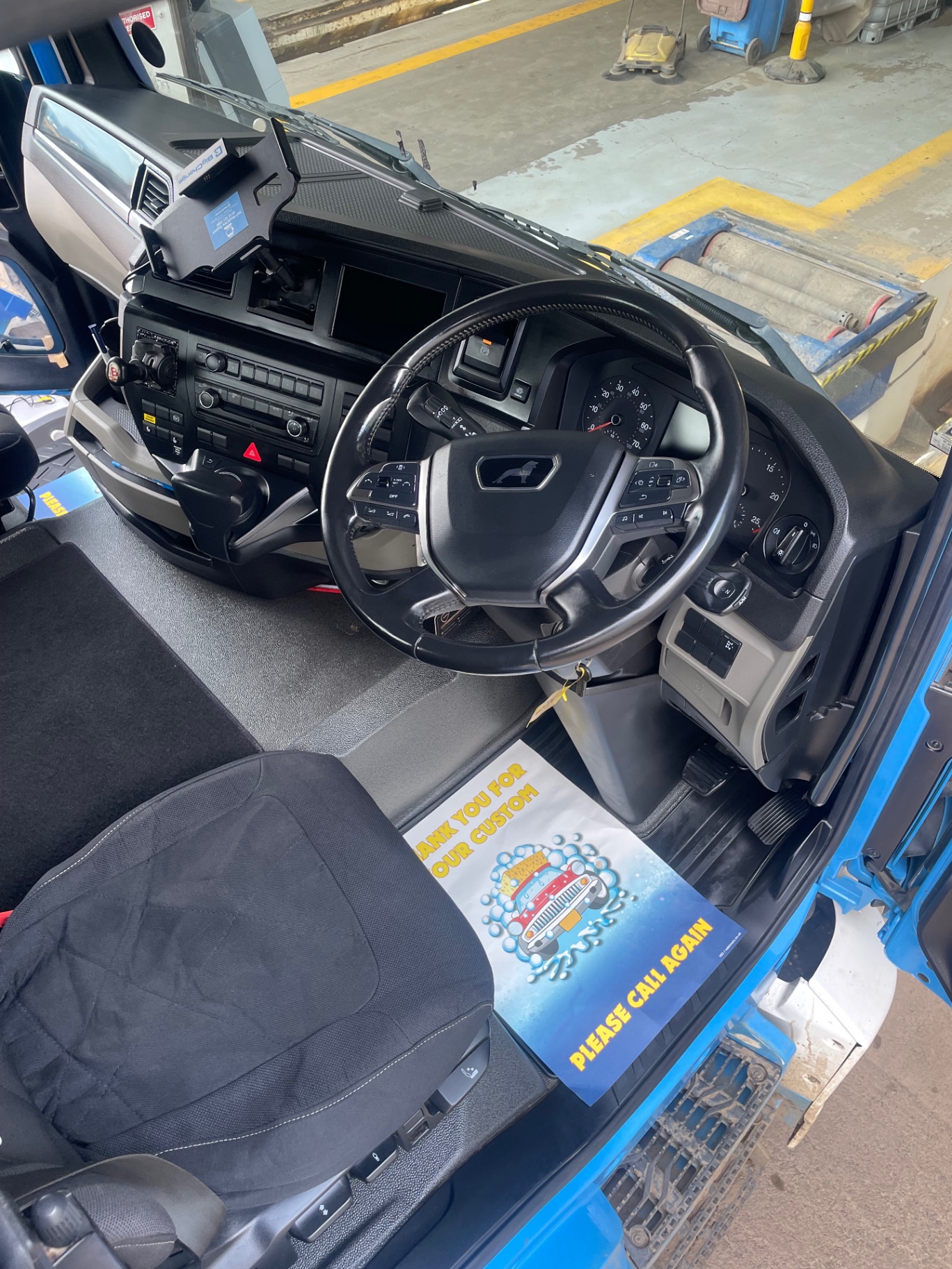 Lorry cab dashboard and floor clean after an M&M Deluxe valet